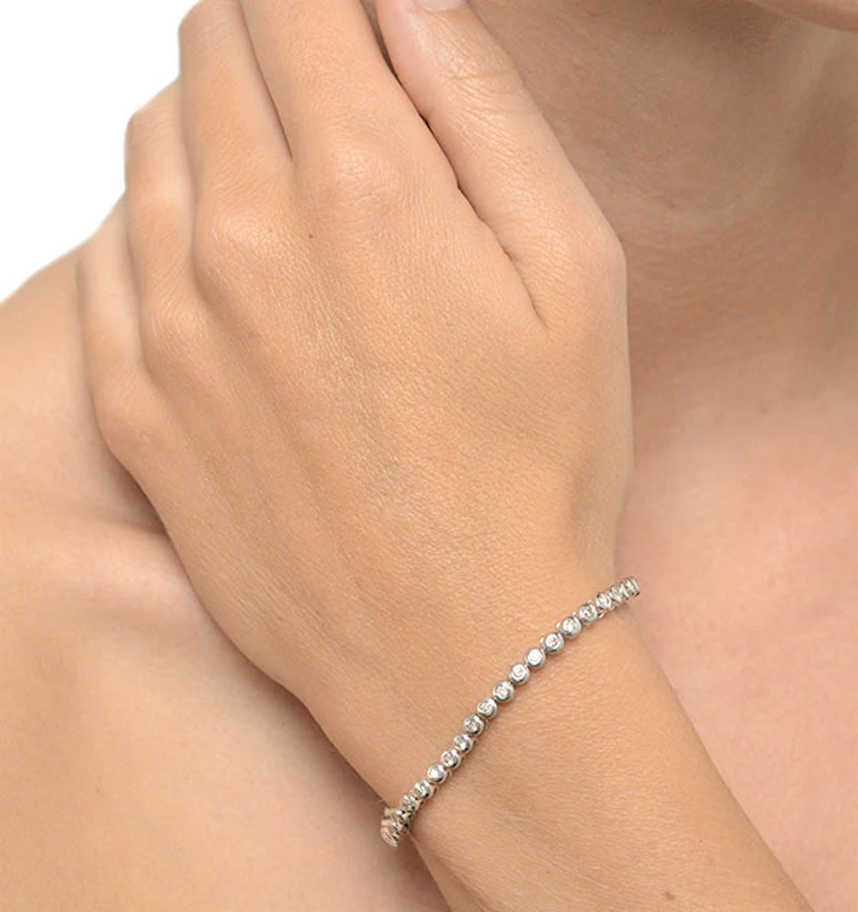 1ct Lab Diamond Tennis Bracelet Rub Over Style in 925 Sterling Silver