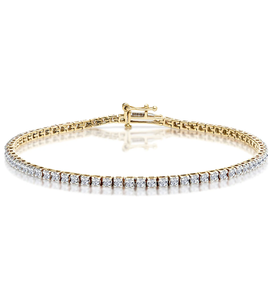 2ct Diamond Tennis Bracelet Claw Set in 9K Yellow Gold