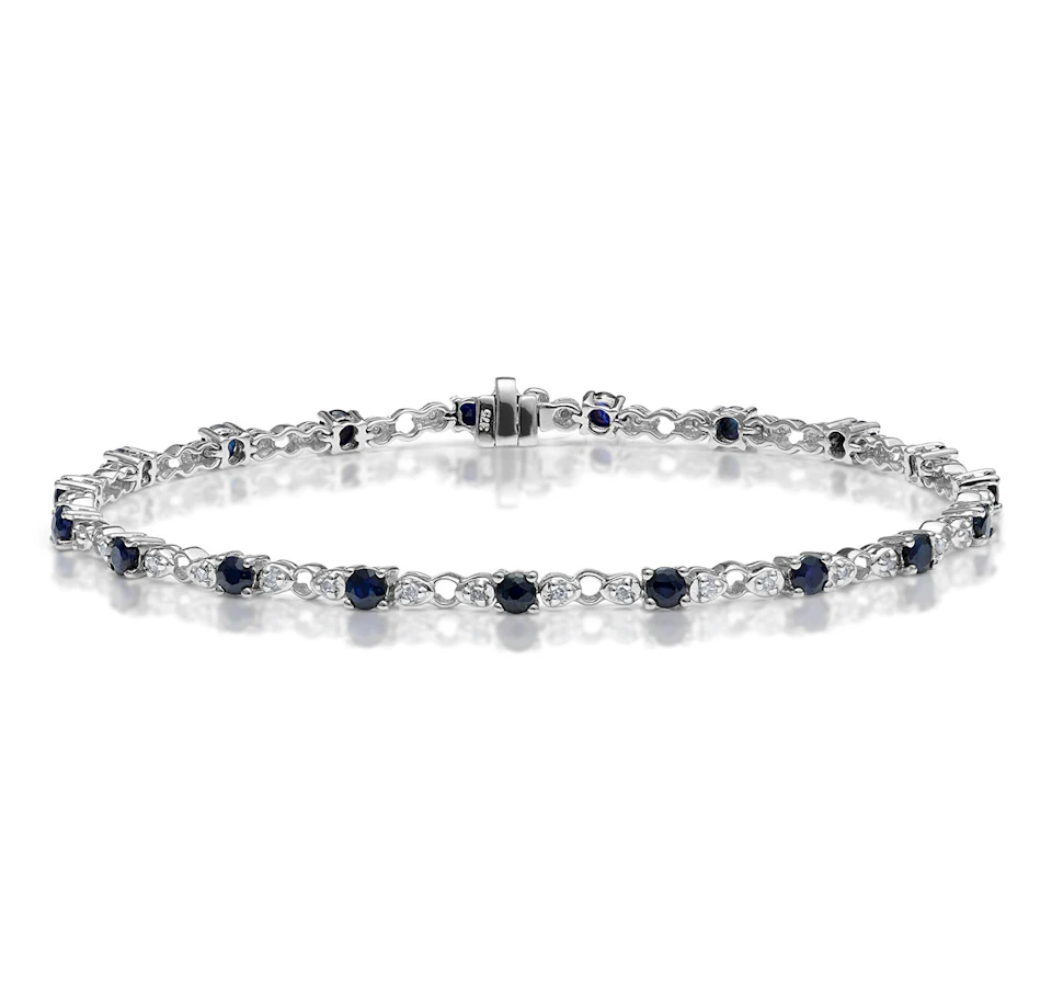 Sapphire and Lab Diamond Tennis Bracelet Claw Set in 925 Silver