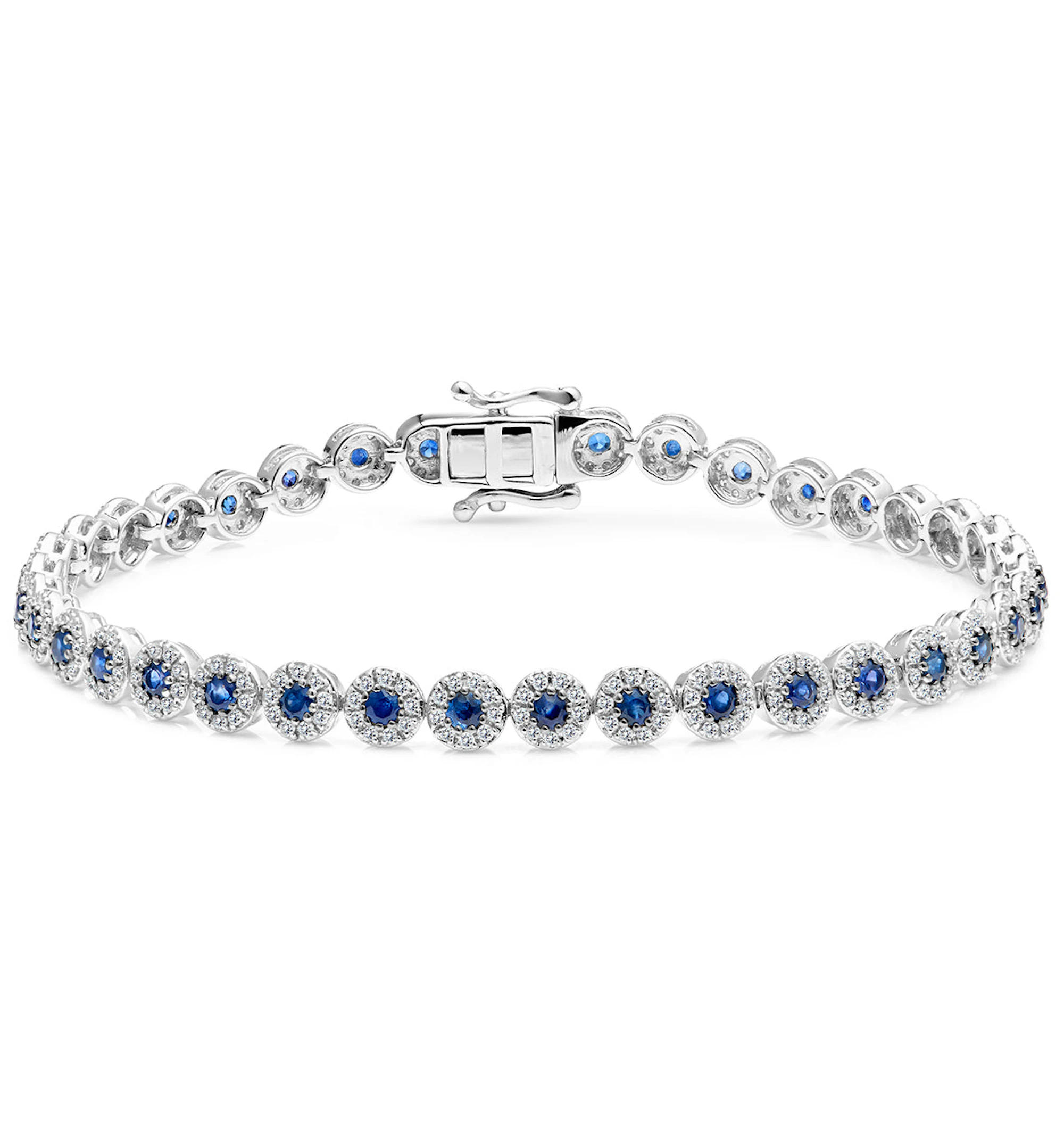1.62ct Sapphire and 1ct Diamond Stellato Bracelet in 9K White Gold