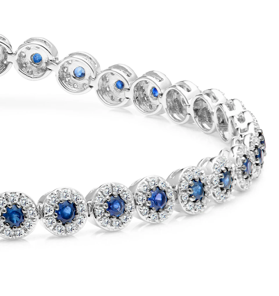 1.62ct Sapphire and 1ct Diamond Stellato Bracelet in 9K White Gold