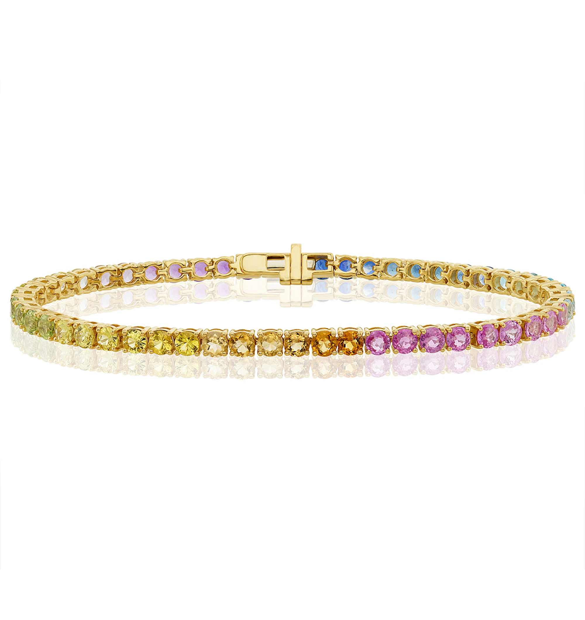 Rainbow Gem Stones Bracelet 10ct Set in 9K Yellow Gold