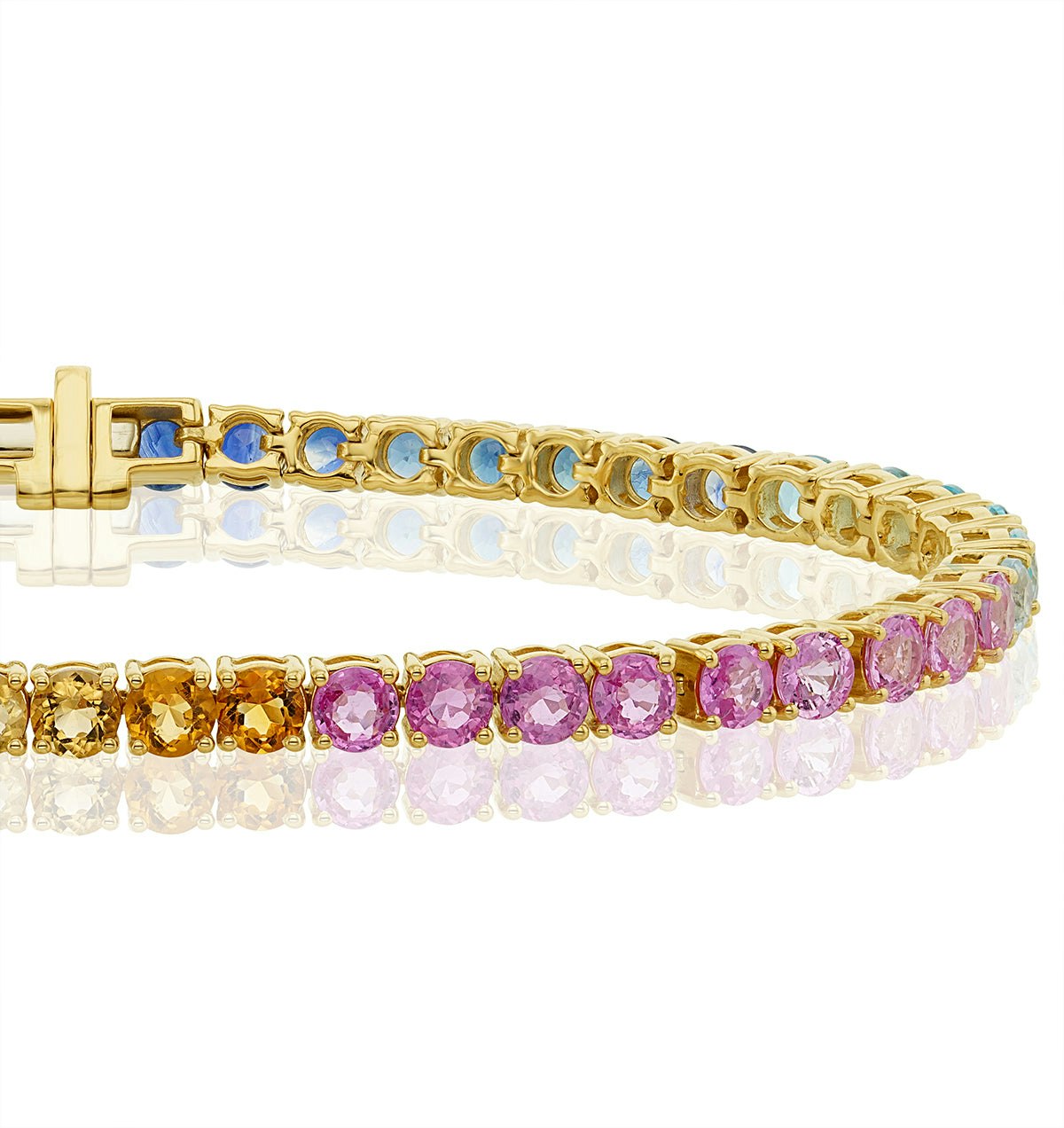 Rainbow Gem Stones Bracelet 10ct Set in 9K Yellow Gold