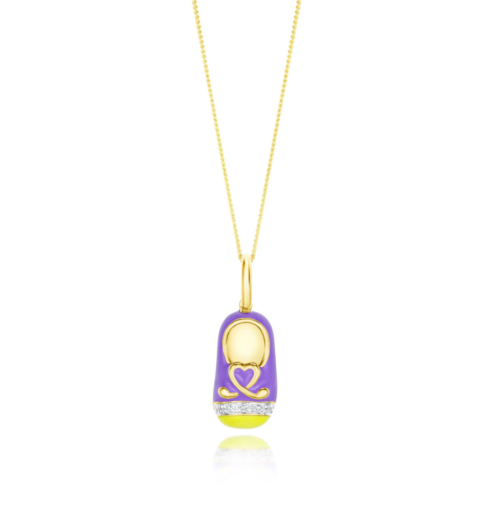 9K Gold and Enamel Shoe Pendant