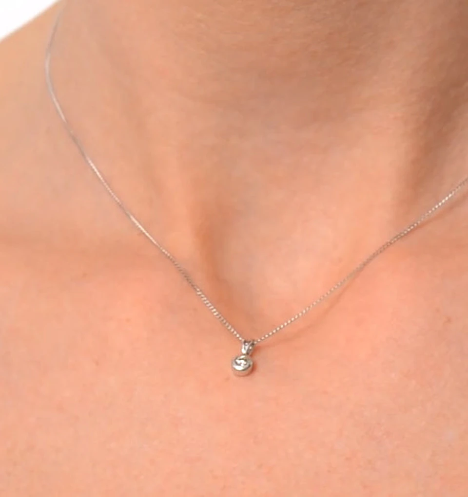 Lab Diamond Solitaire Pendant Necklace 0.05CT in 9K White Gold
