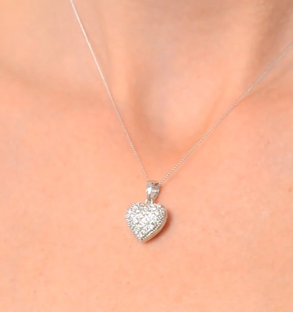 Heart Necklace Pendant Lab Diamond 0.50ct in 925 Silver