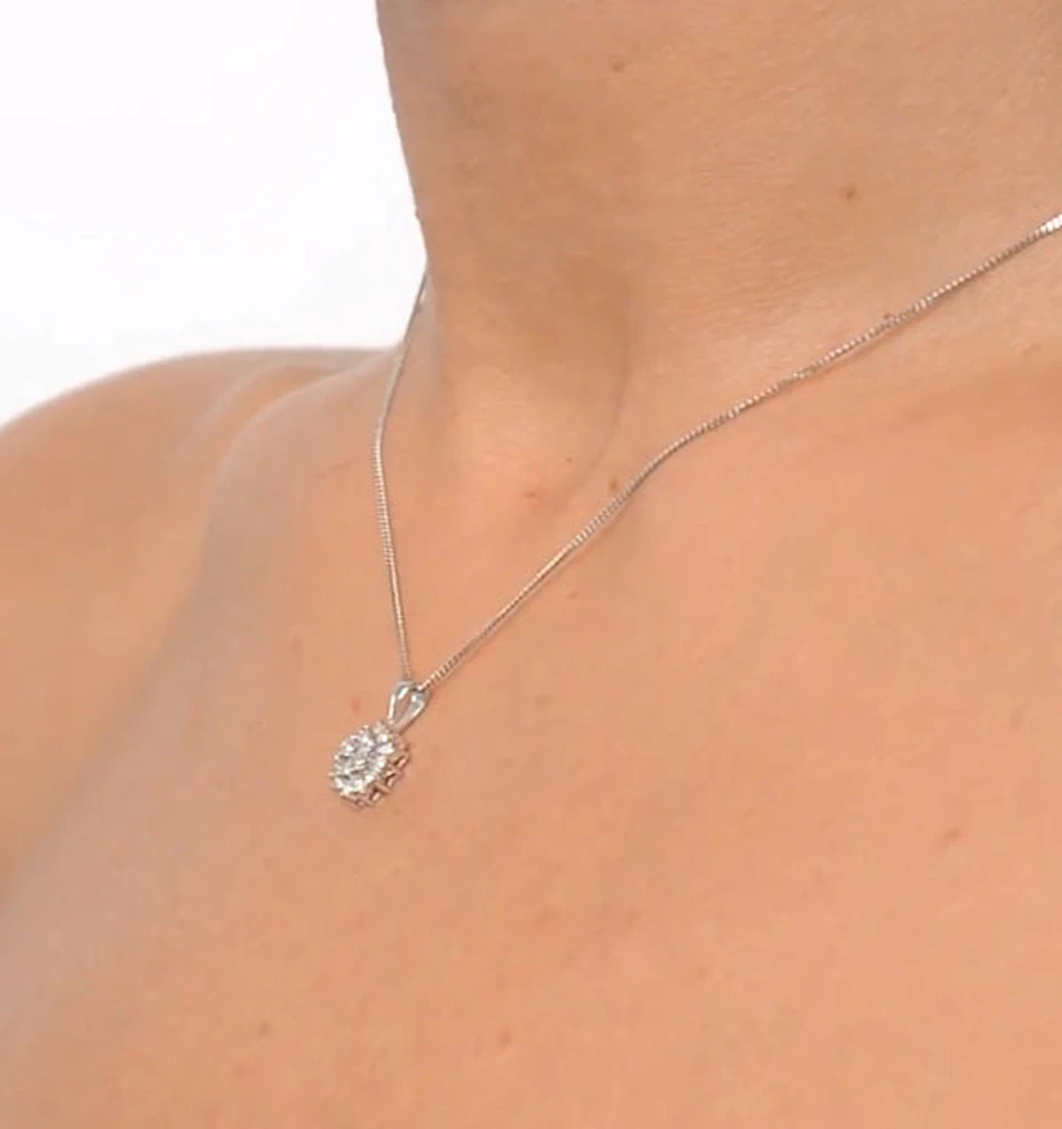 9K White Gold Pendant Necklace With 0.25ct Diamonds