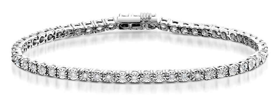 Diamond Tennis Bracelet 4ct Look 18K White Gold - J3355
