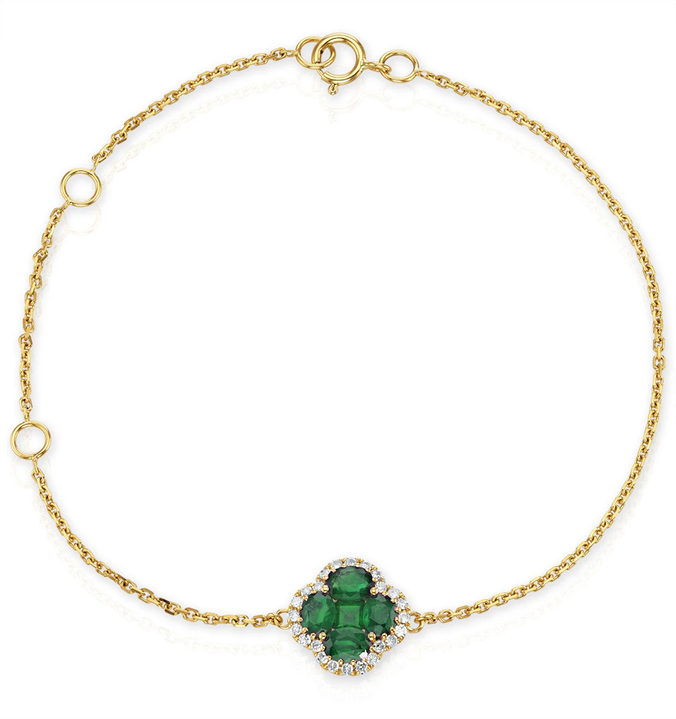 Alegria 1.01ct Emerald and Lab Diamond Bracelet in 9K Yellow Gold