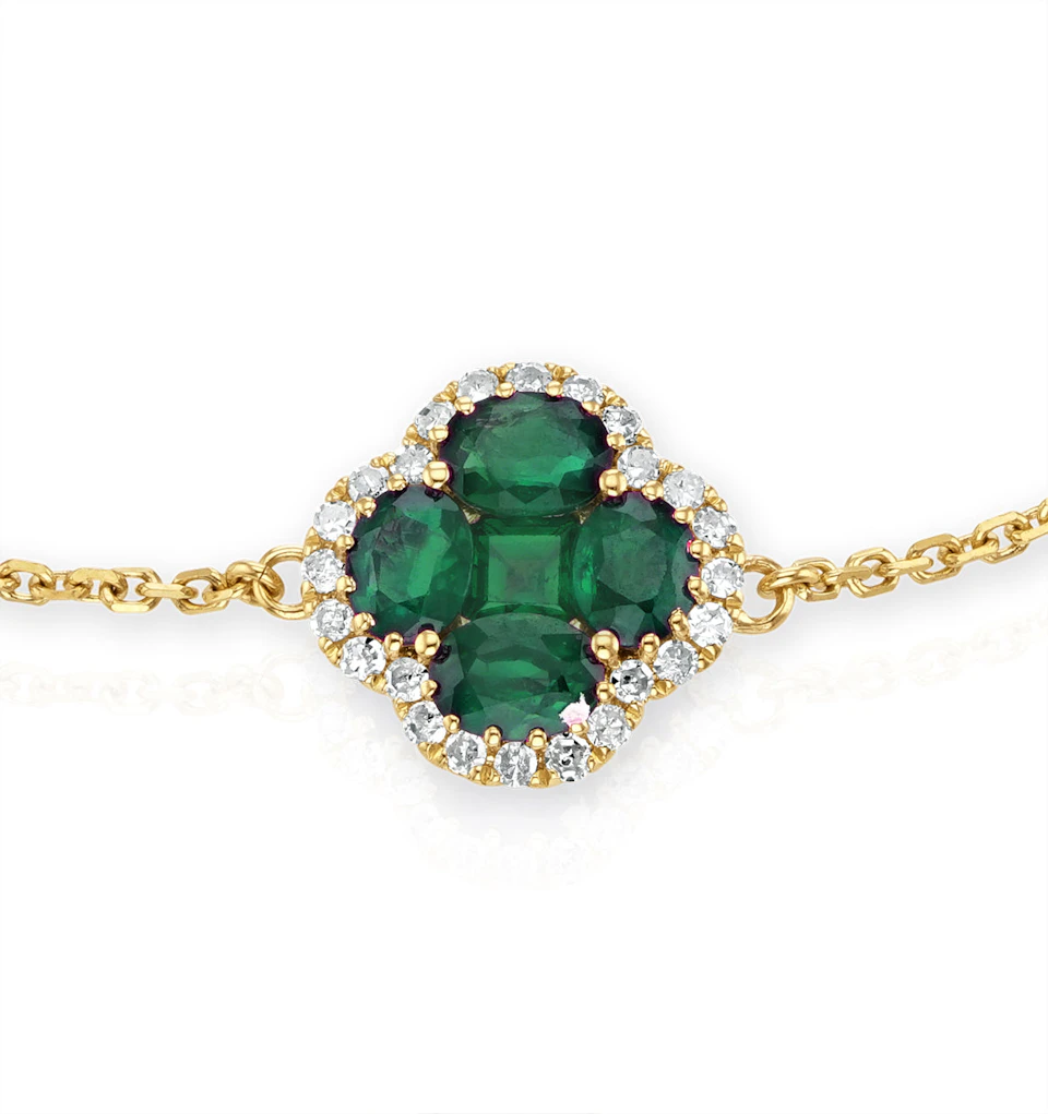 Alegria 1.01ct Emerald and Lab Diamond Bracelet in 9K Yellow Gold