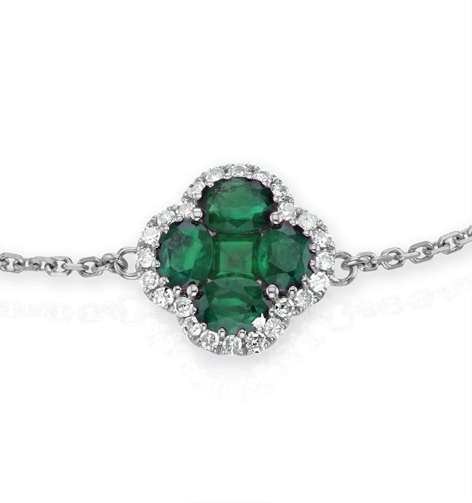 Alegria 1.01ct Emerald and Lab Diamond Bracelet in 9K White Gold