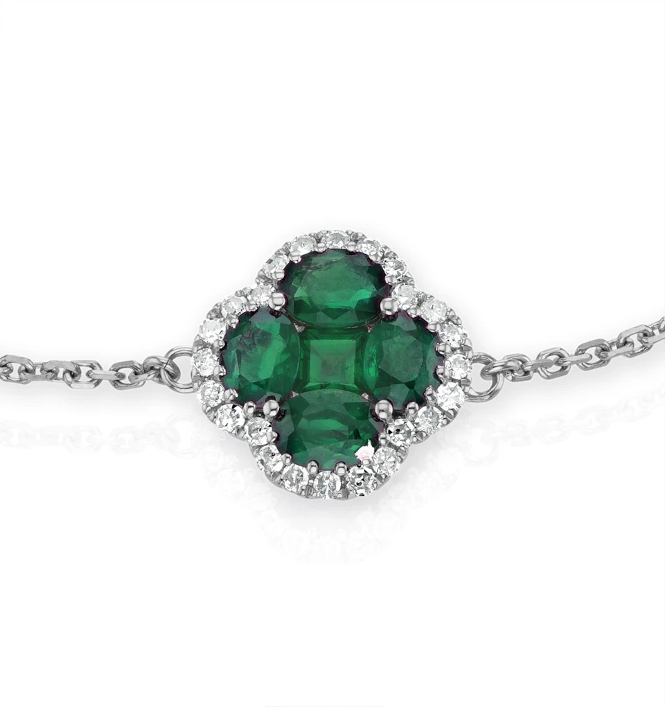 Emerald 1.01ct And Diamond 18K White Gold Alegria Bracelet