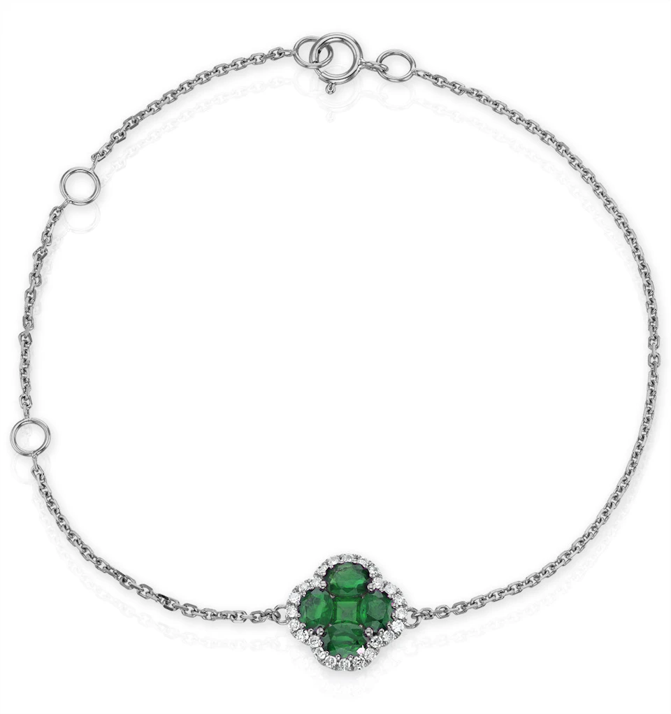 Emerald 1.01ct And Diamond 18K White Gold Alegria Bracelet