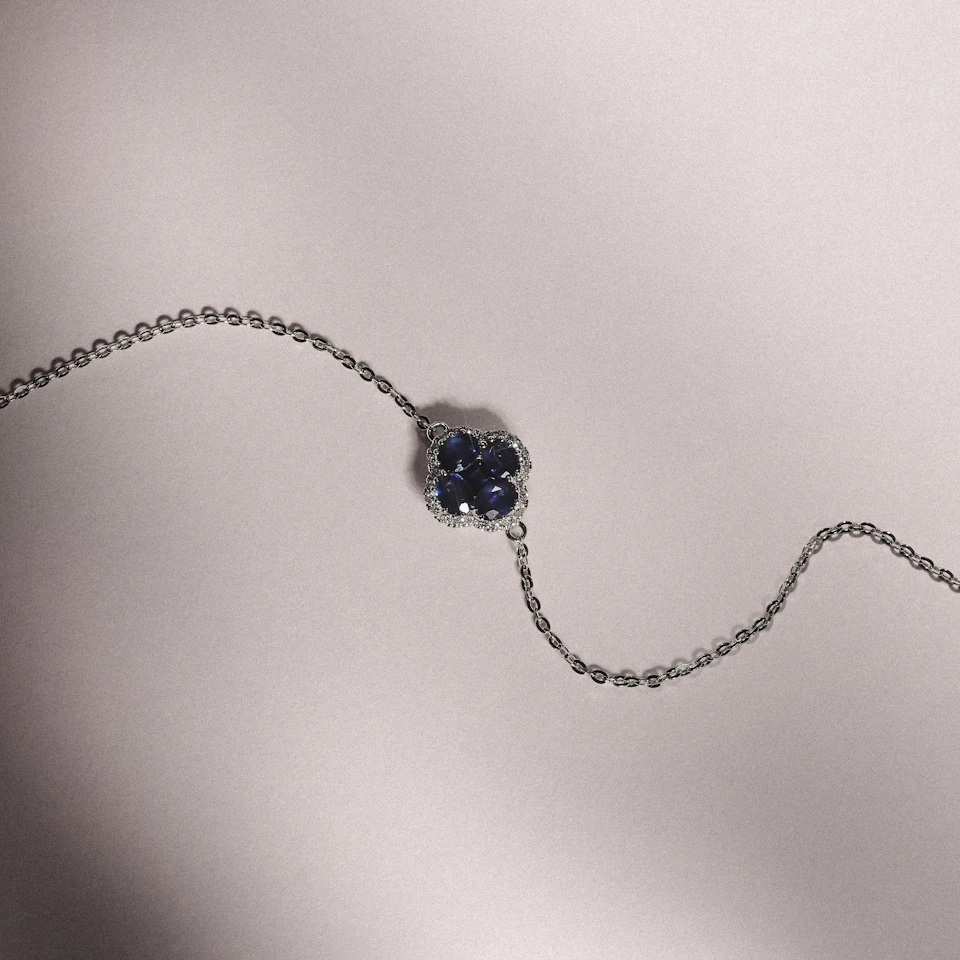 Alegria 1.11ct Sapphire and Lab Diamond Halo Bracelet in 9K White Gold