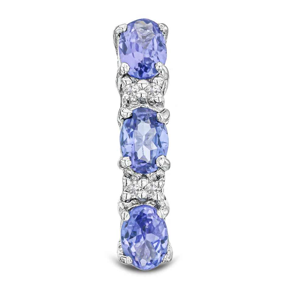 Tanzanite 1.02CT And Diamond 925 Sterling Silver Earrings