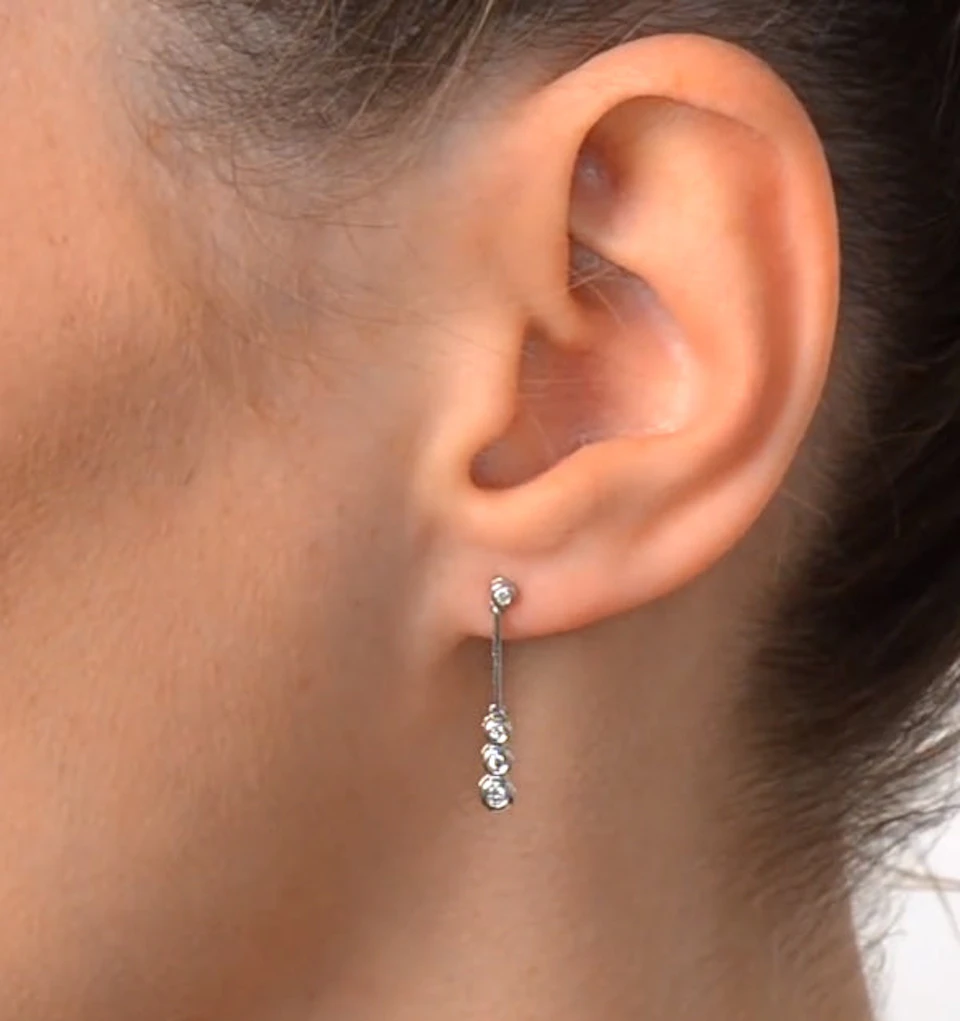 Small Drop Earrings 0.12ct Diamond 9K White Gold