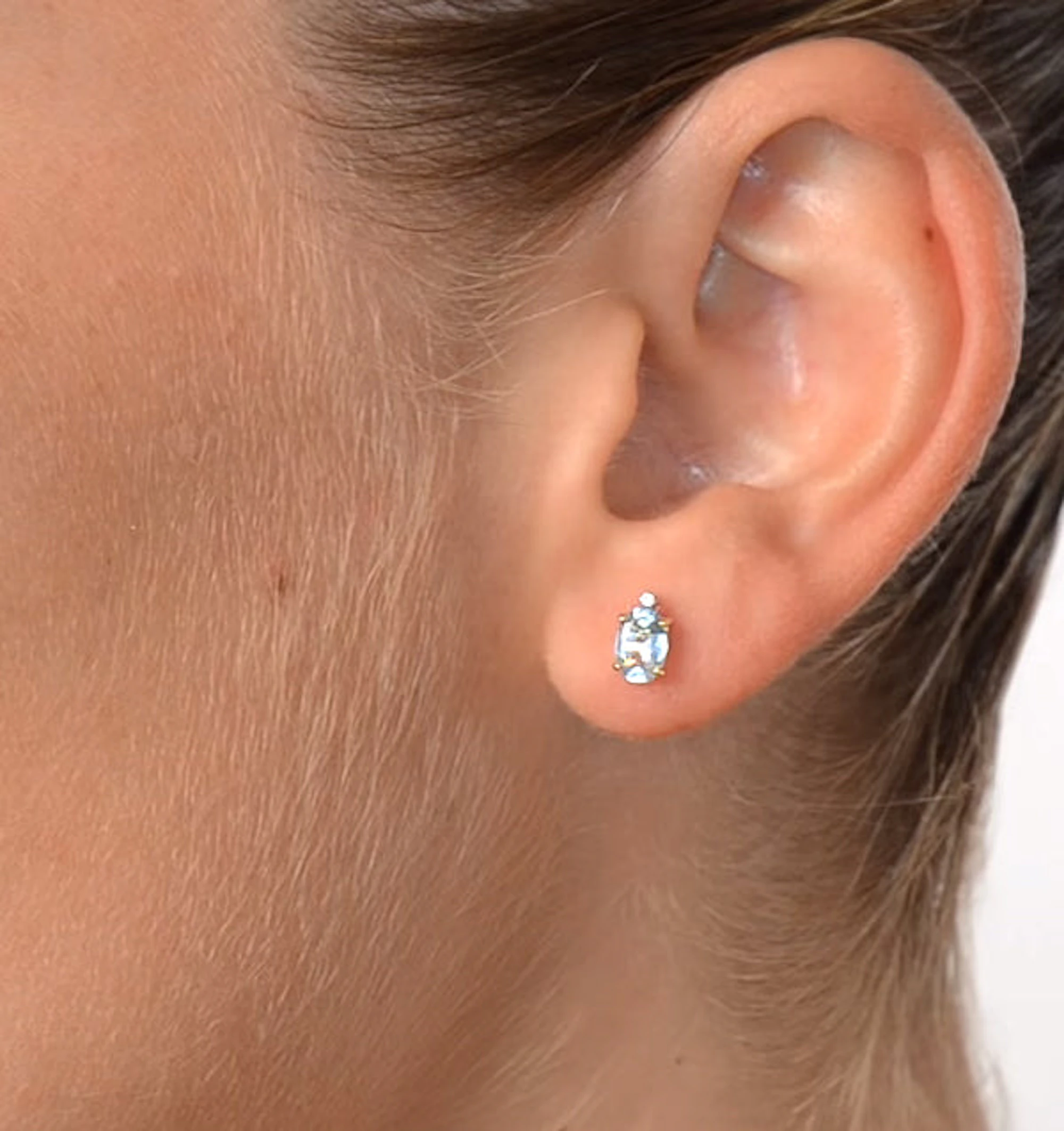 Aquamarine 0.80CT And Diamond 9K Yellow Gold Earrings