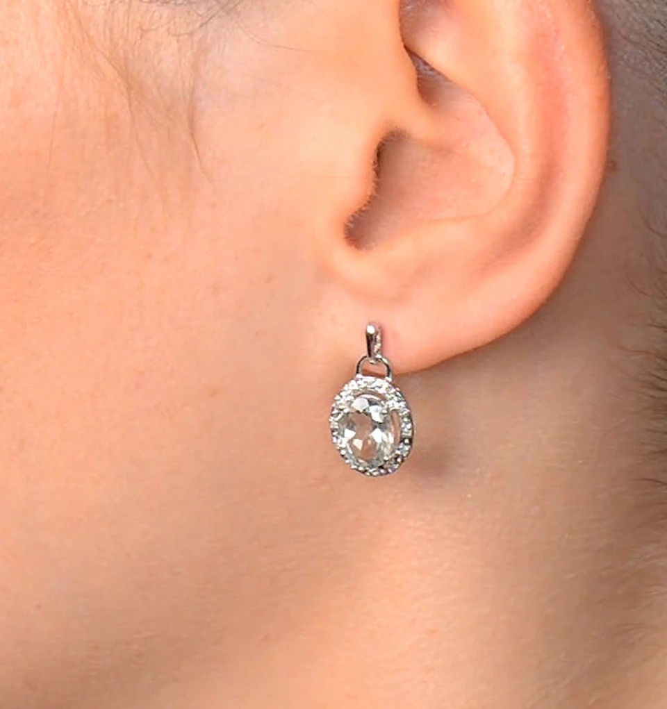Aquamarine 3.69CT And Diamond 9K White Gold Earrings
