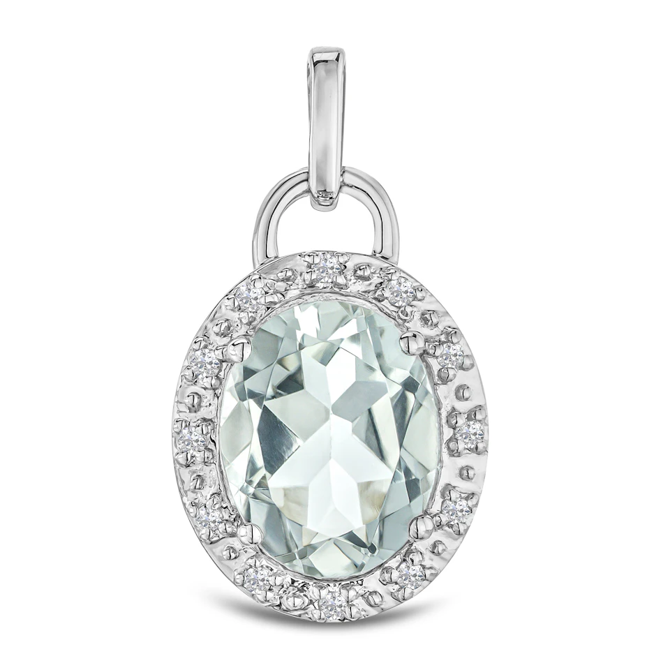 Aquamarine 3.69CT And Diamond 925 Sterling Silver Earrings