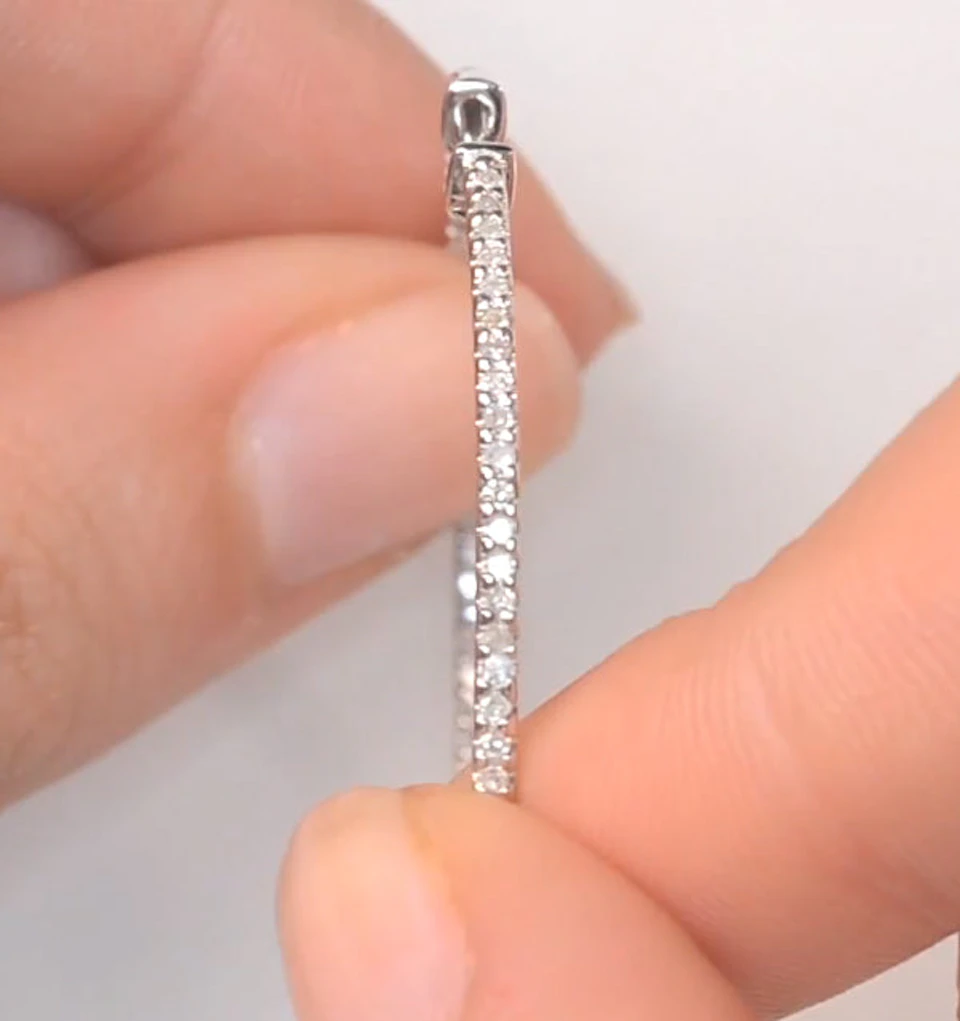 1.00ct Diamond Hoop Earrings in 9K White Gold - 39mm