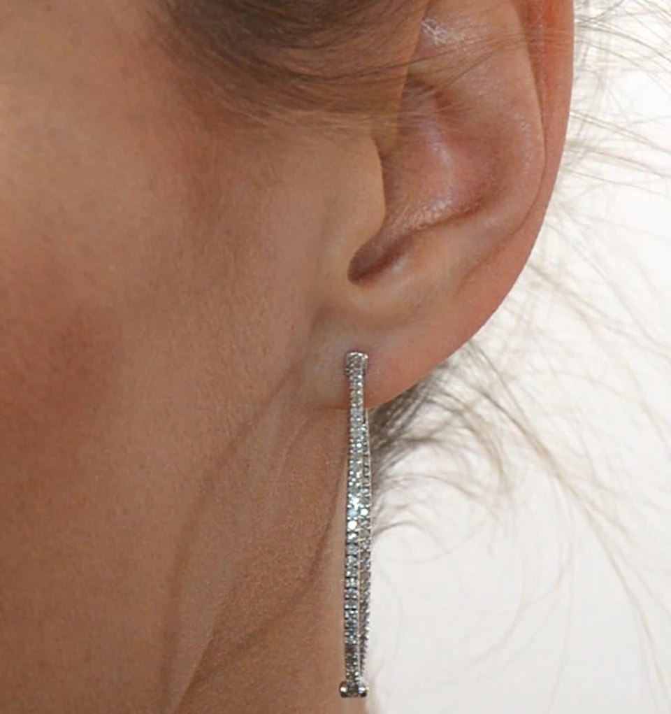 1.00ct Diamond Hoop Earrings in 9K White Gold - 39mm