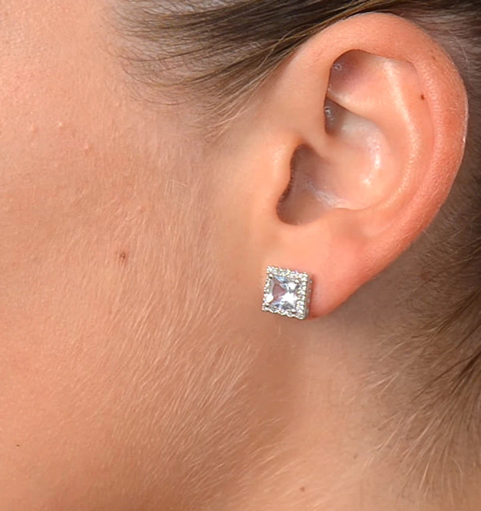Aquamarine 1.90CT And Diamond 9K White Gold Earrings