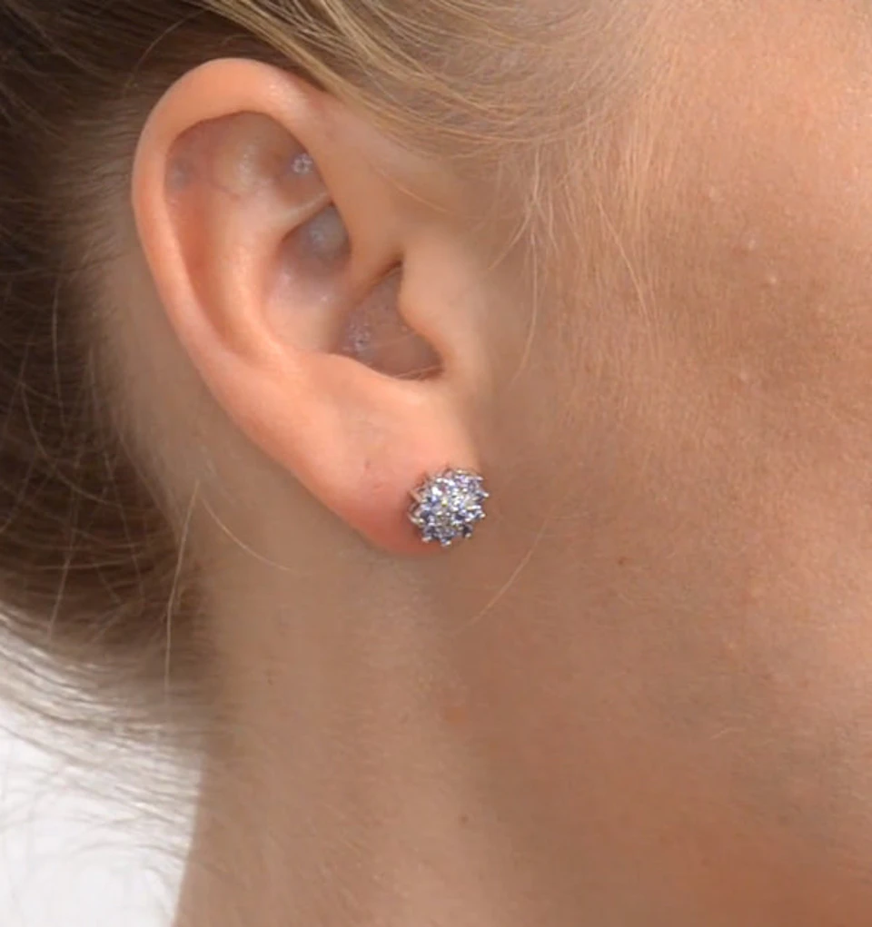 Tanzanite 0.52CT And Diamond 9K White Gold Earrings