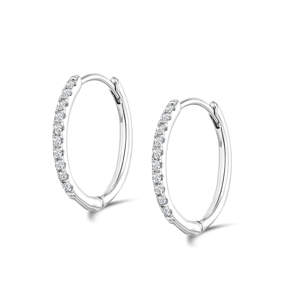 Stellato Diamond Encrusted Huggie Earrings 0.09ct in 9K White Gold