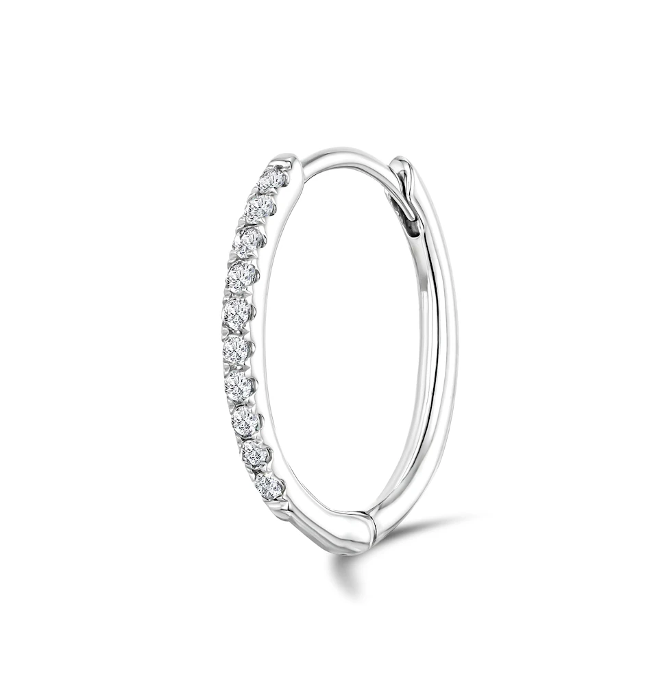 Stellato Diamond Encrusted Huggie Earrings 0.09ct in 9K White Gold