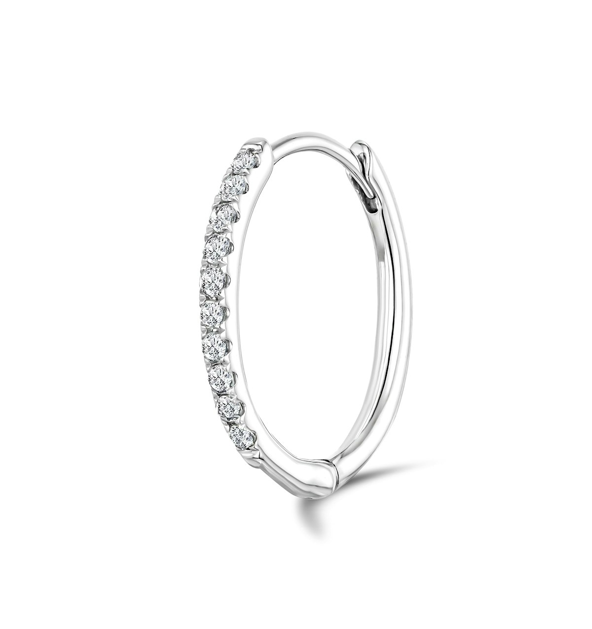 SINGLE Stellato Diamond Huggie Earring 0.09ct in 9K White Gold