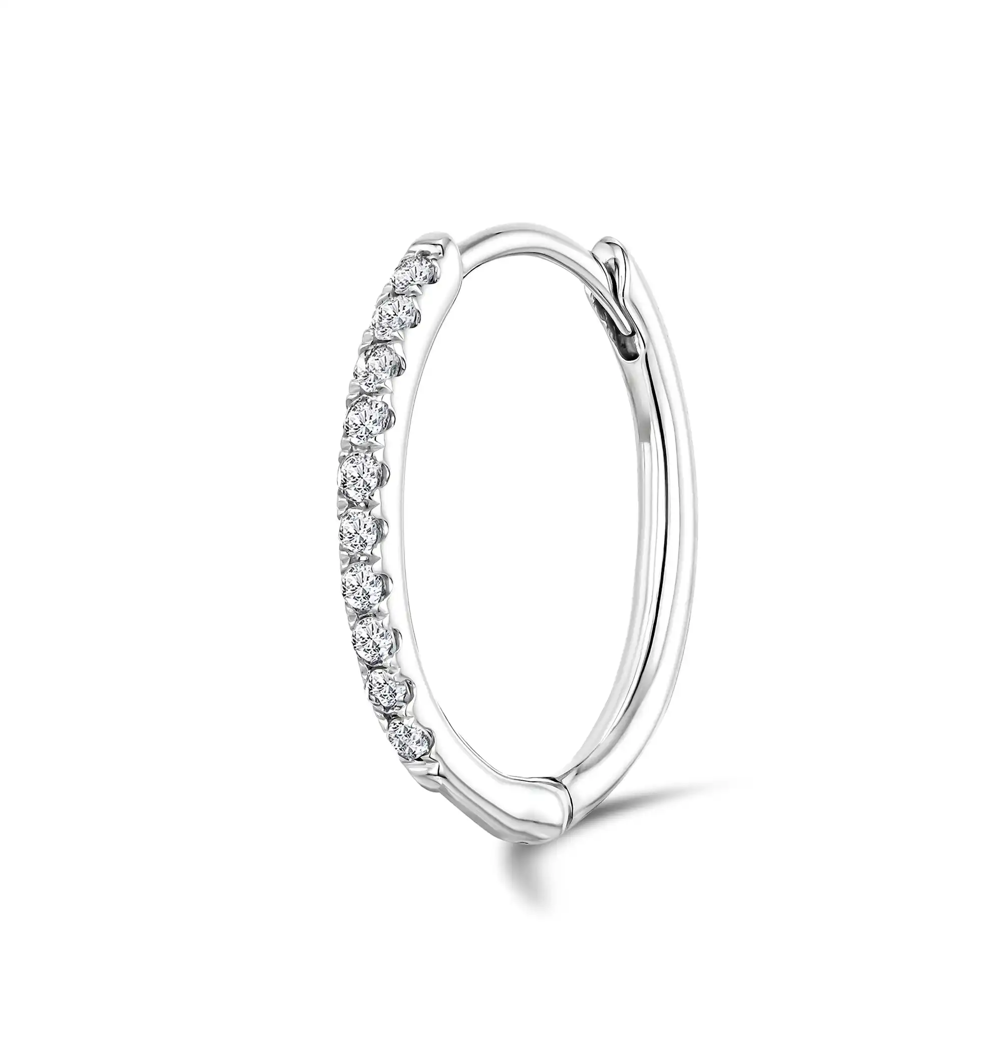 SINGLE Stellato Diamond Huggie Earring 0.09ct in 9K White Gold