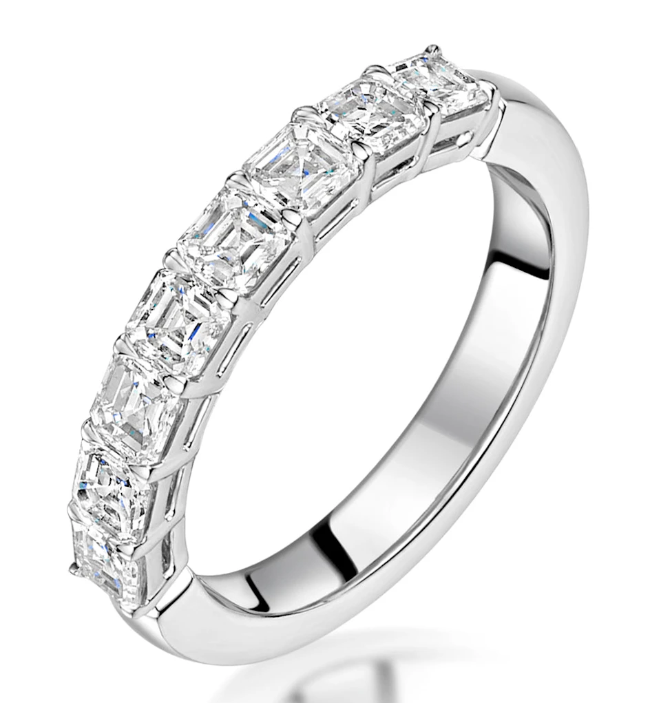 Simone Diamond Eternity Ring Asscher Cut 1.92ct VVs Platinum O-W