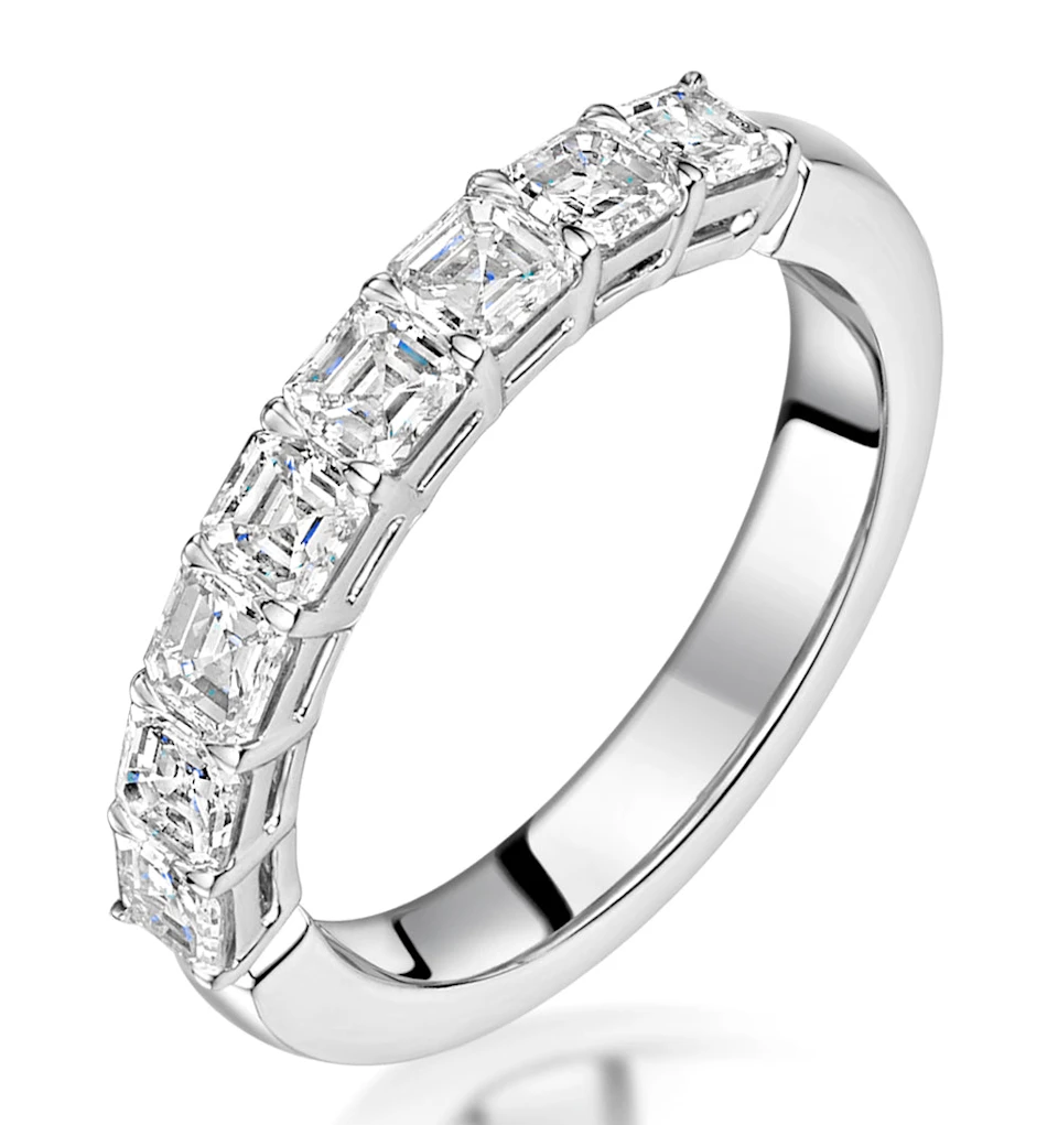 Simone Diamond Eternity Ring Asscher Cut 1.33ct VVs Platinum Size H-I