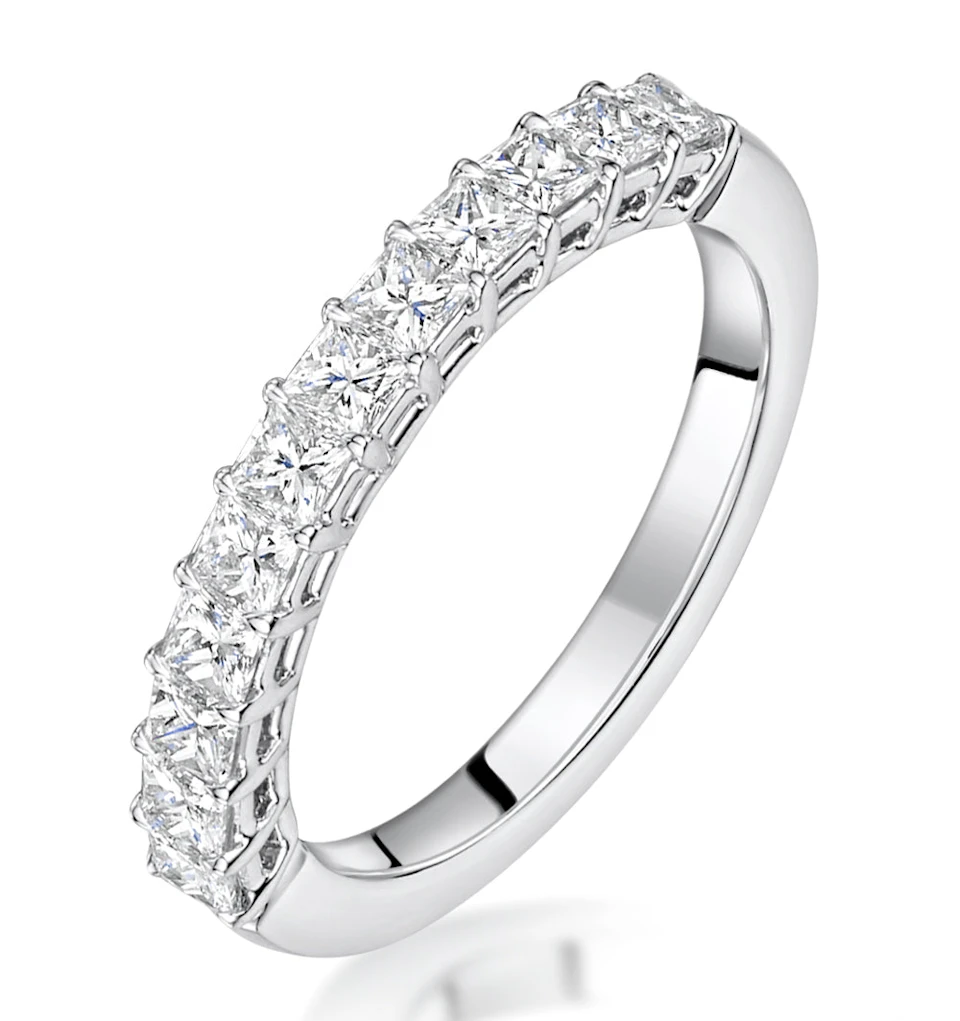 Clara Diamond Eternity Ring Princess Cut 1ct VVs Platinum Size J-N
