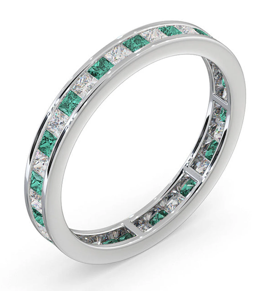 Eternity Ring Lauren Diamonds G/VS and Emerald 1.15CT - 18K White Gold