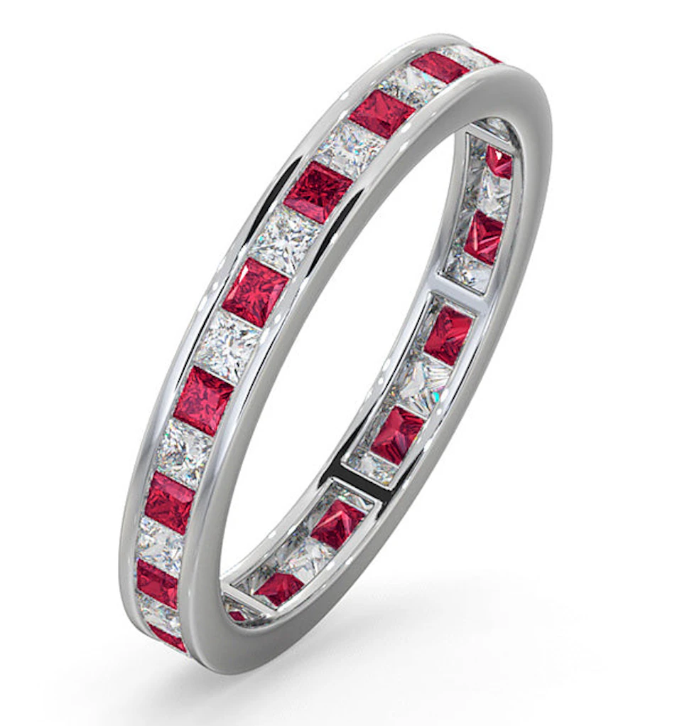 Eternity Ring Lauren Diamonds G/VS and Ruby 1.10CT - 18K White Gold