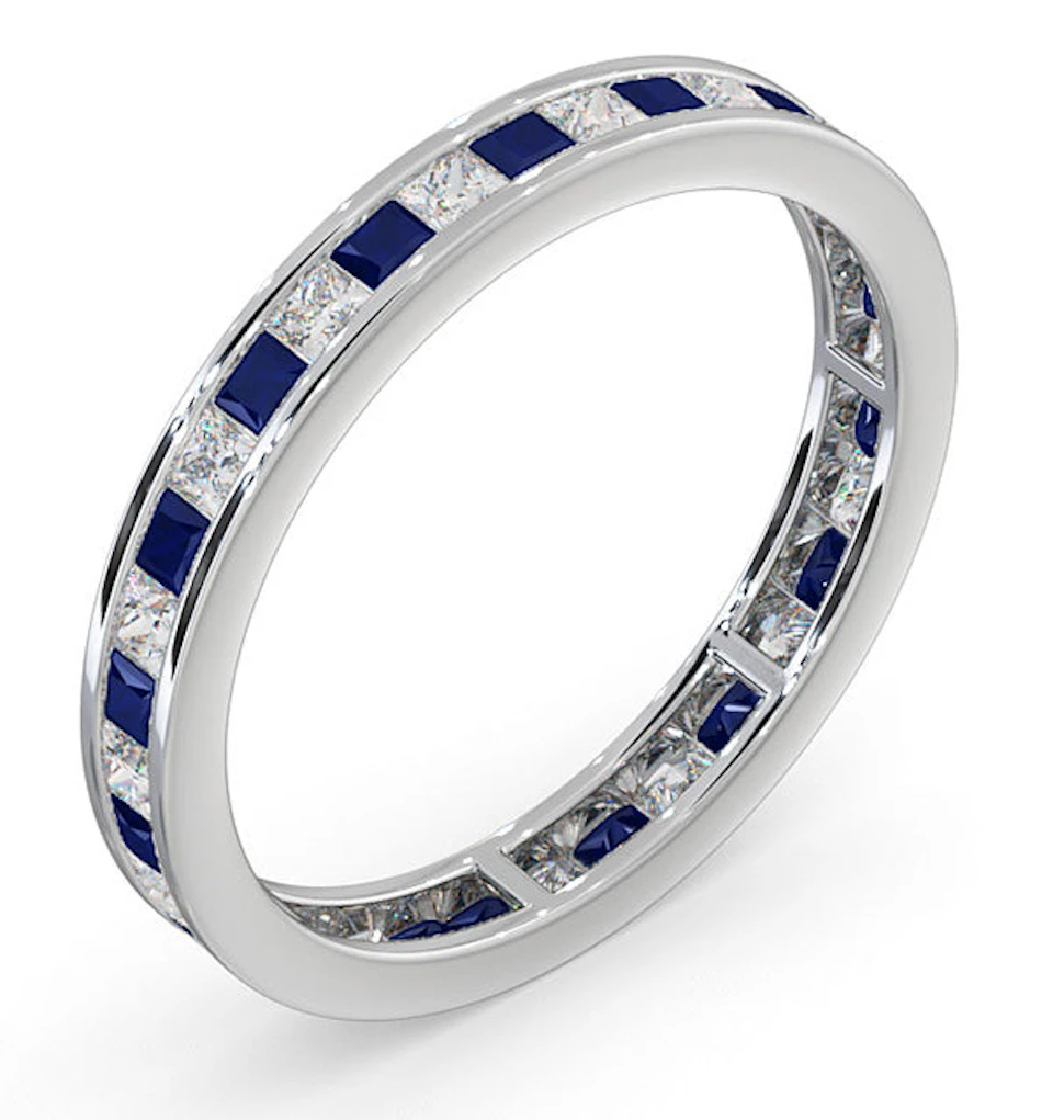 Eternity Ring Lauren Diamonds H/SI and Sapphire 1.20CT -Platinum