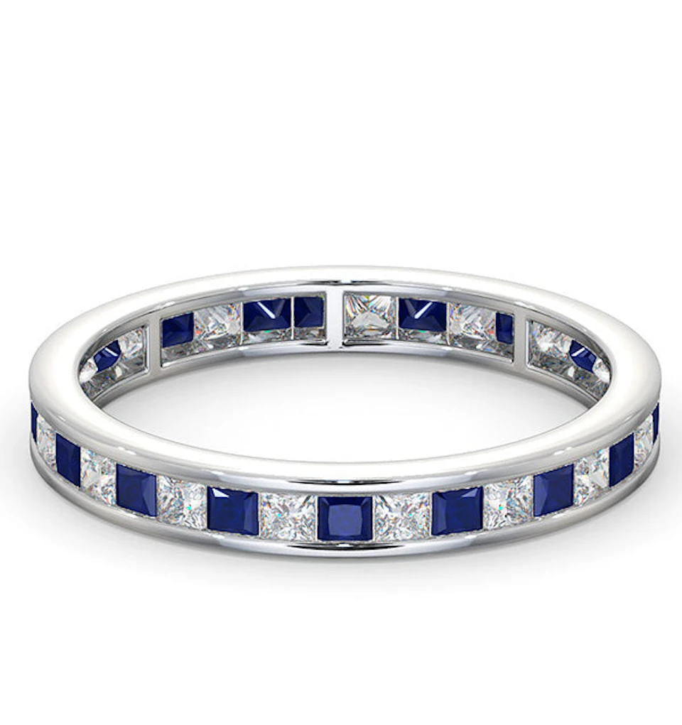 Eternity Ring Lauren Diamonds H/SI and Sapphire 1.20CT -18K White Gold
