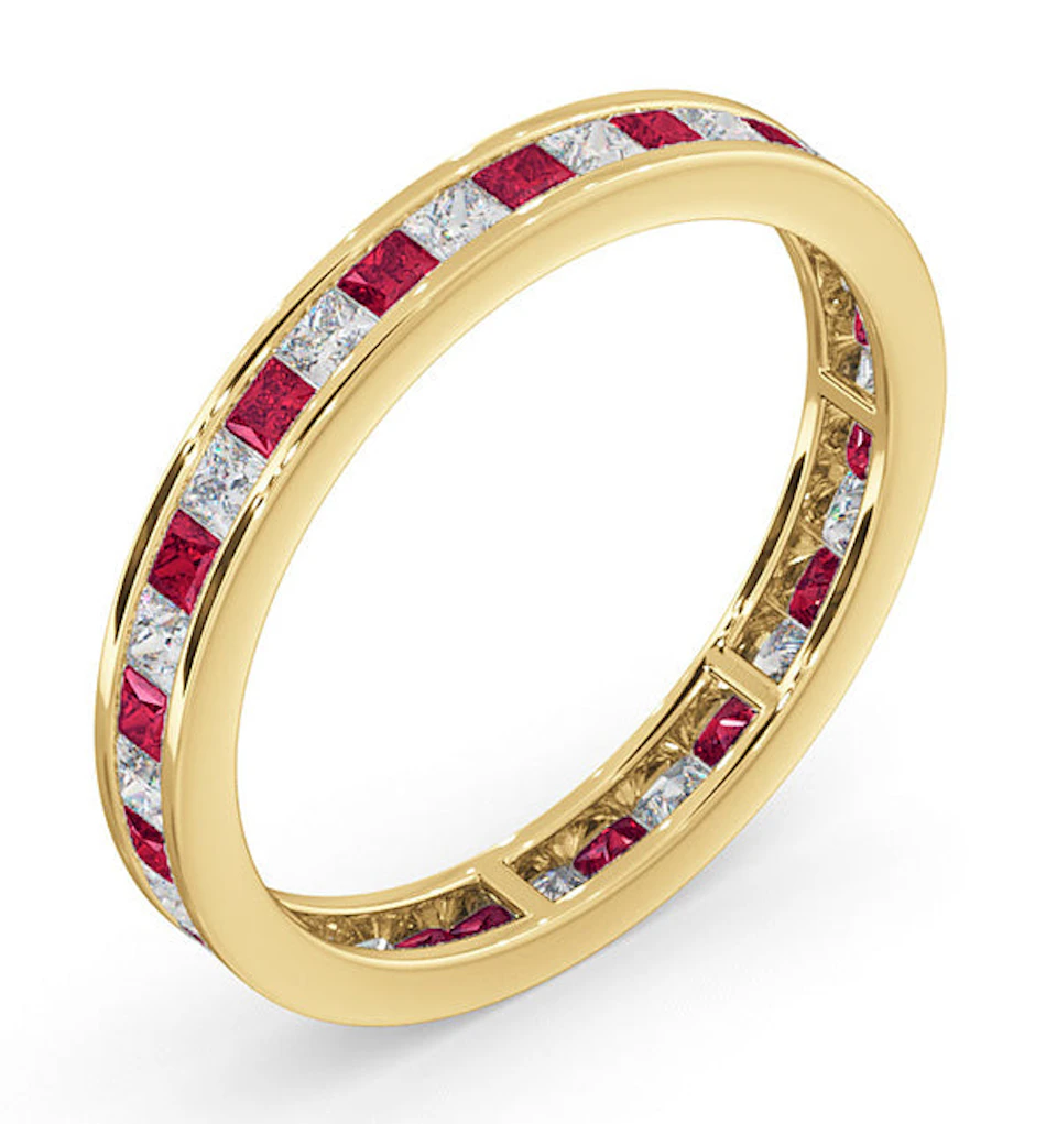 Eternity Ring Lauren Diamonds G/VS and Ruby 1.10CT in 18K Gold