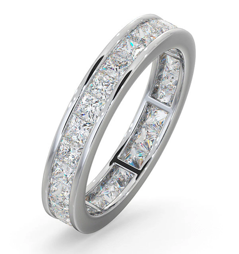 Mens 2ct H/Si Diamond 18K White Gold Full Band Ring