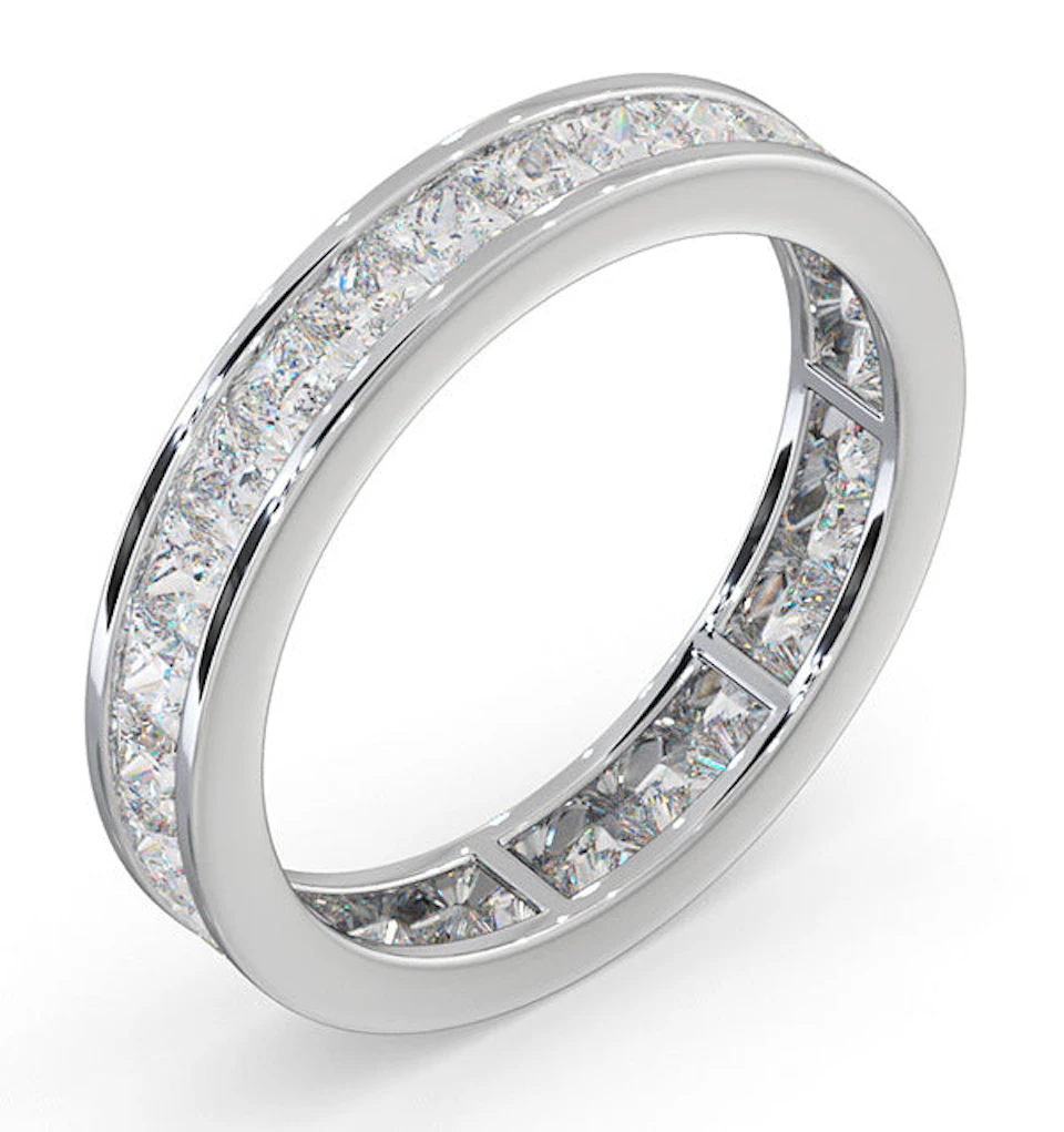 Mens 2ct H/Si Diamond 18K White Gold Full Band Ring