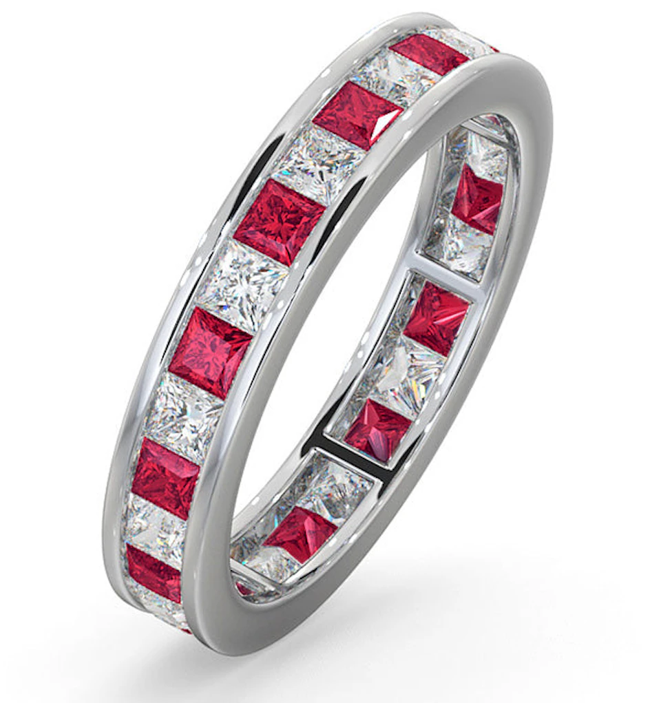 Eternity Ring Lauren Diamonds G/VS and Ruby 2.25CT - Platinum