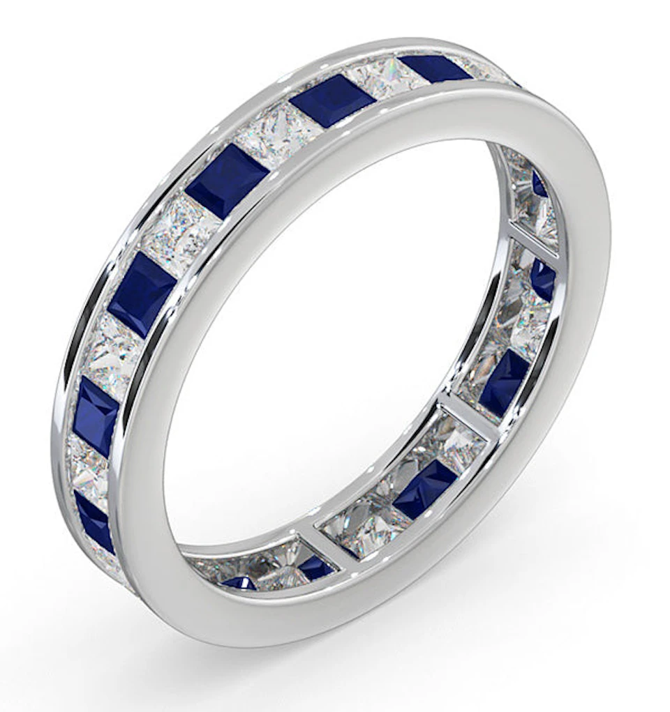 Eternity Ring Lauren Diamonds G/VS and Sapphire 2.30CT -18K White Gold