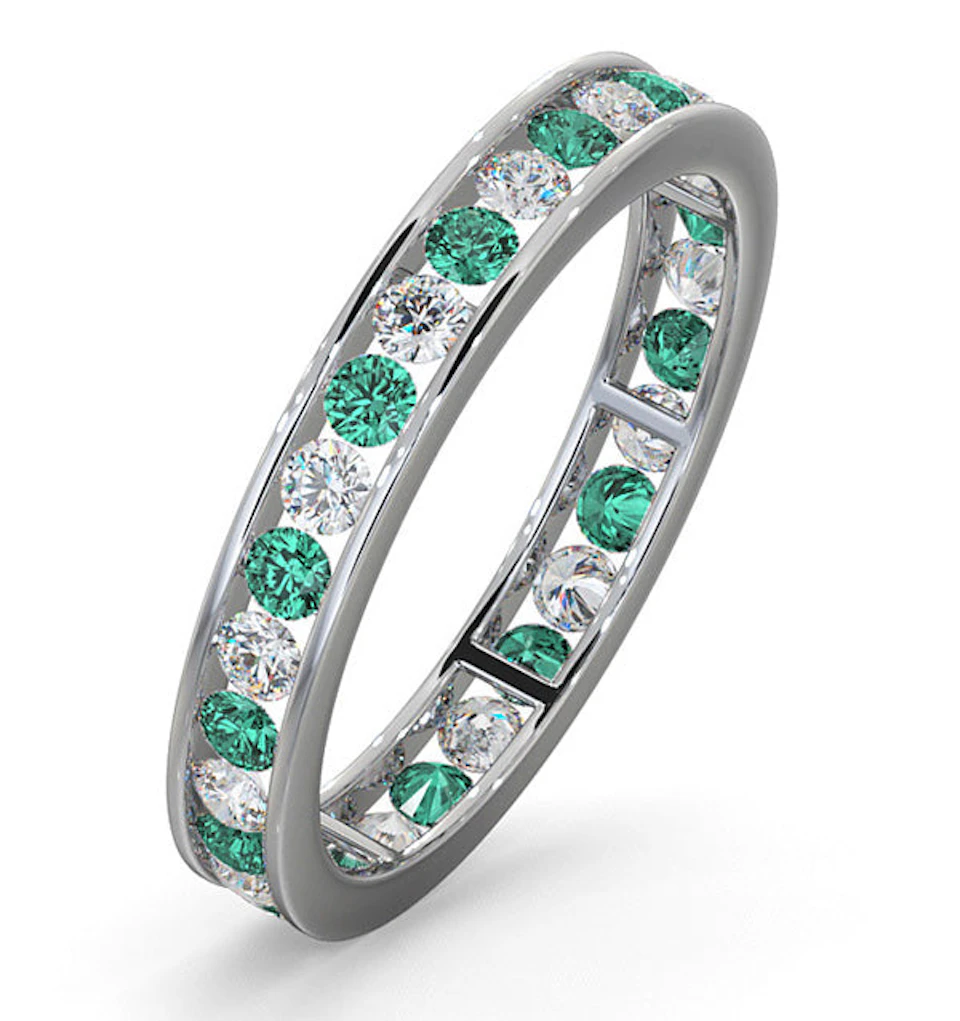 ETERNITY RING RAE DIAMONDS H/SI AND EMERALD 1.20CT - 18K WHITE GOLD