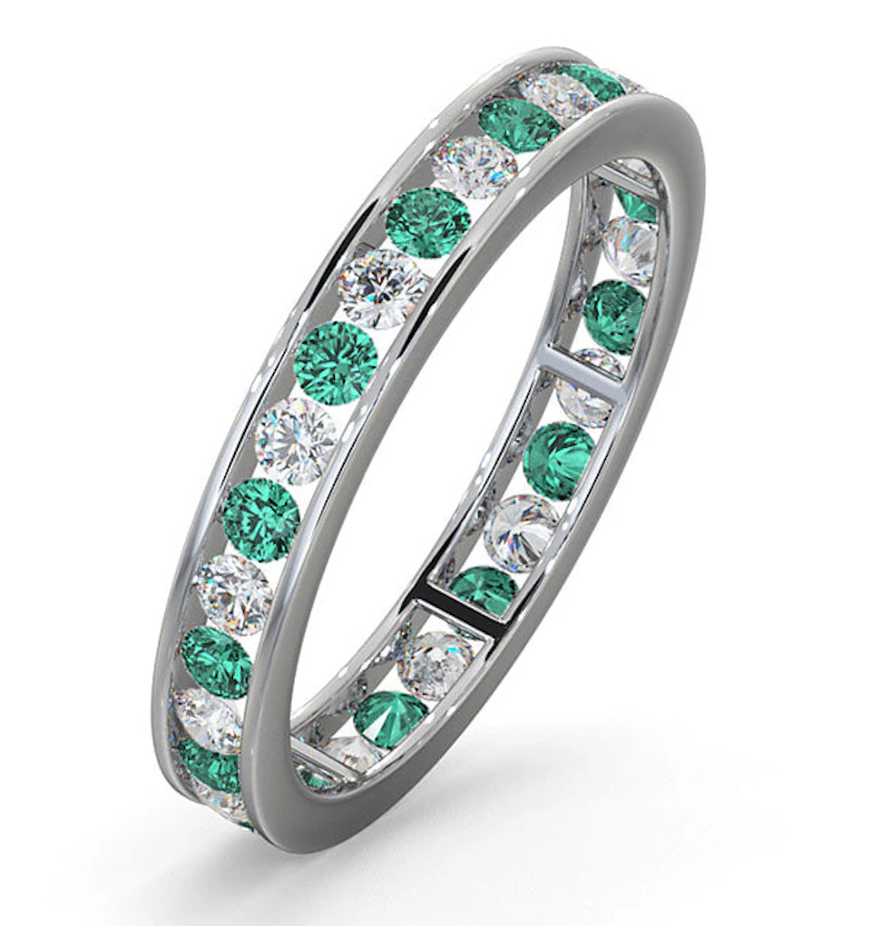 ETERNITY RING RAE DIAMONDS H/SI AND EMERALD 1.20CT - Platinum
