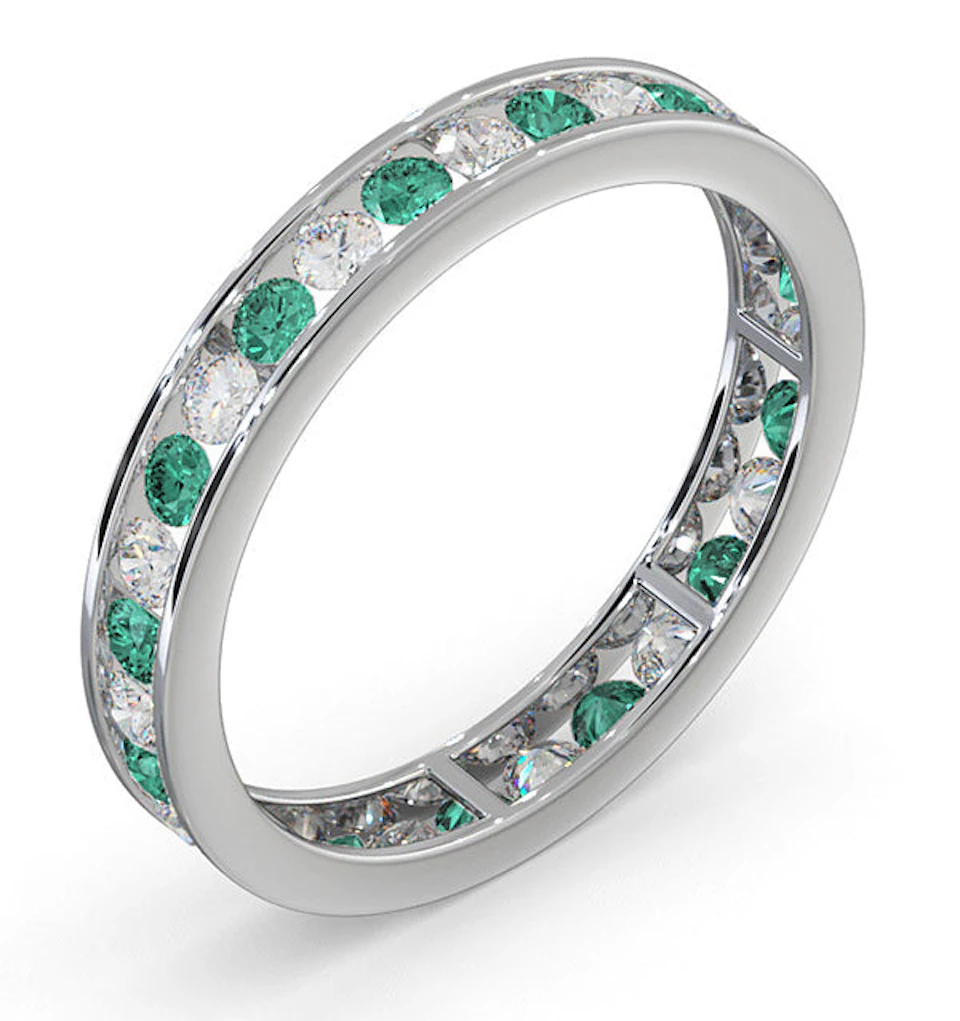 ETERNITY RING RAE DIAMONDS H/SI AND EMERALD 1.20CT - Platinum