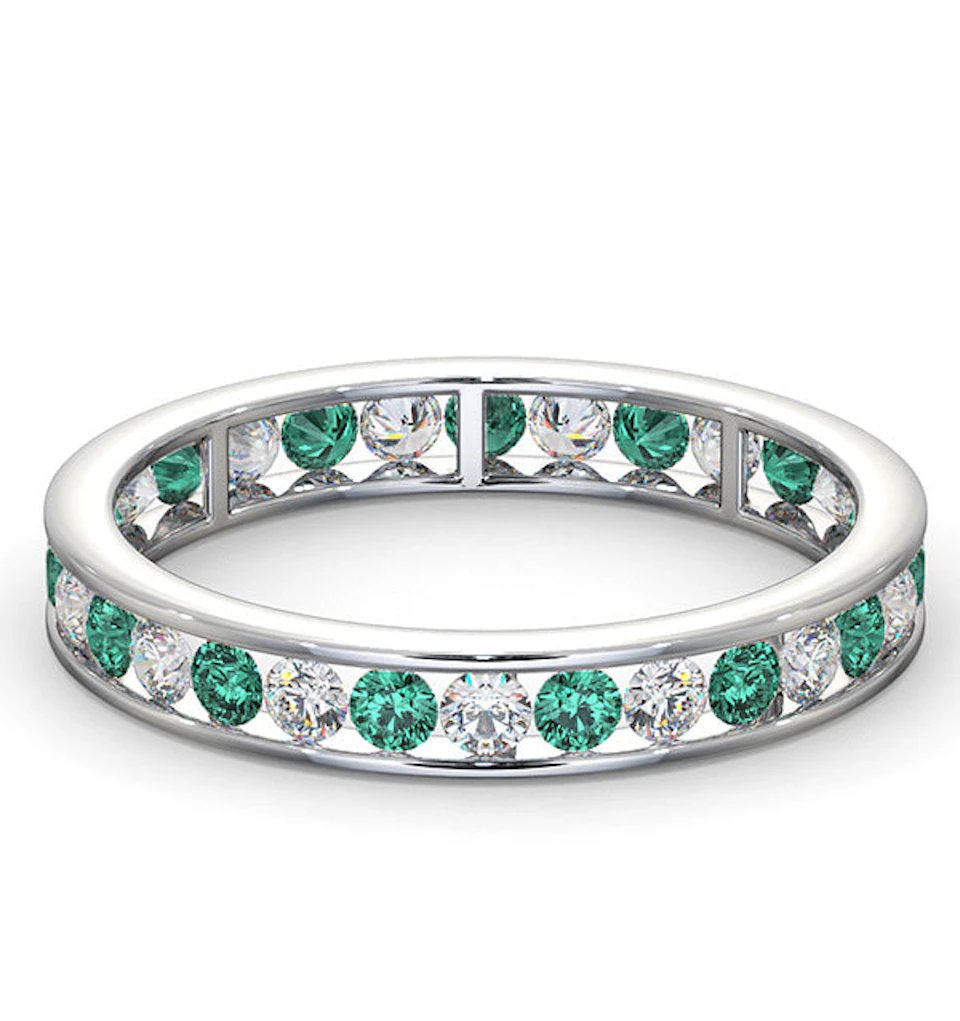 ETERNITY RING RAE DIAMONDS H/SI AND EMERALD 1.20CT - Platinum