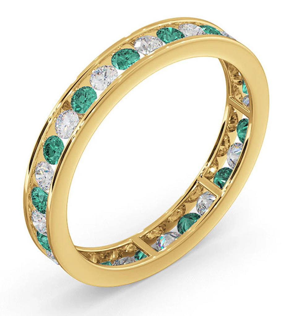ETERNITY RING RAE DIAMONDS H/Si AND EMERALD 1.20CT - 18K GOLD
