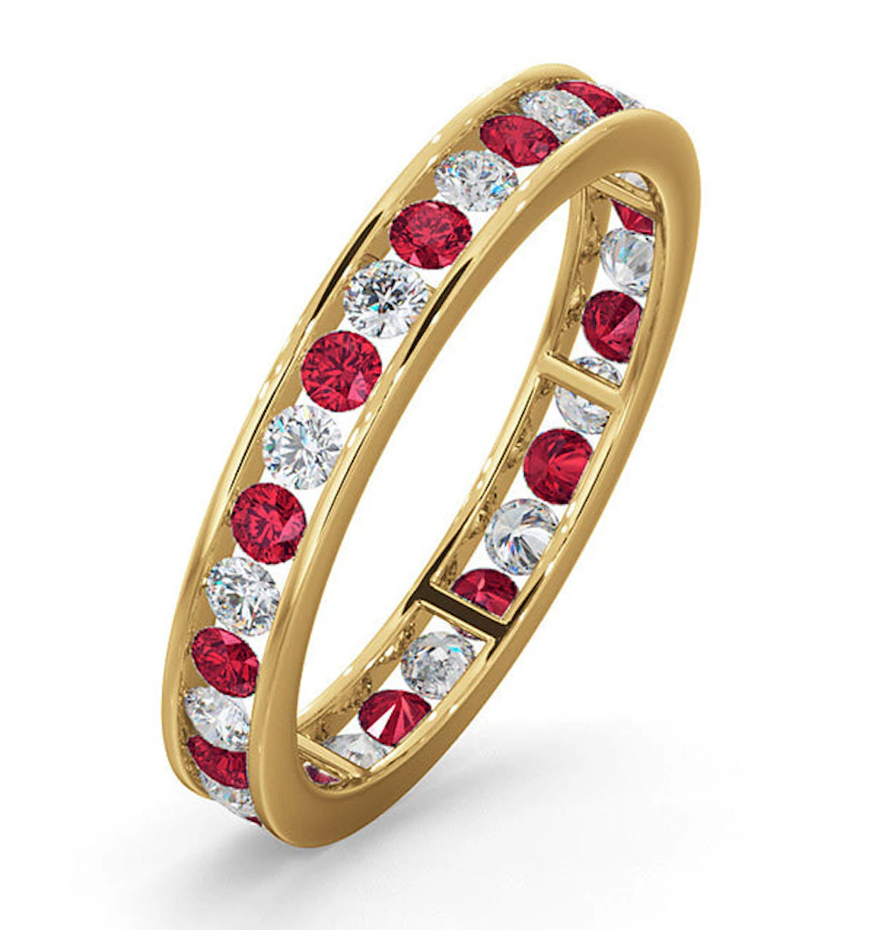 ETERNITY RING RAE DIAMONDS H/SI AND RUBY 1.30CT - 18K GOLD