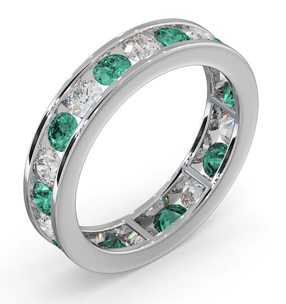 ETERNITY RING RAE DIAMONDS G/VS AND EMERALD 1.70CT - Platinum
